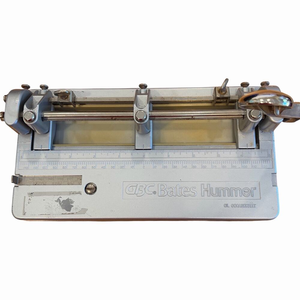 Heavy Duty 3 Three Hole Punch Vintage Office Equip GBC Bates Hummer Adjustable